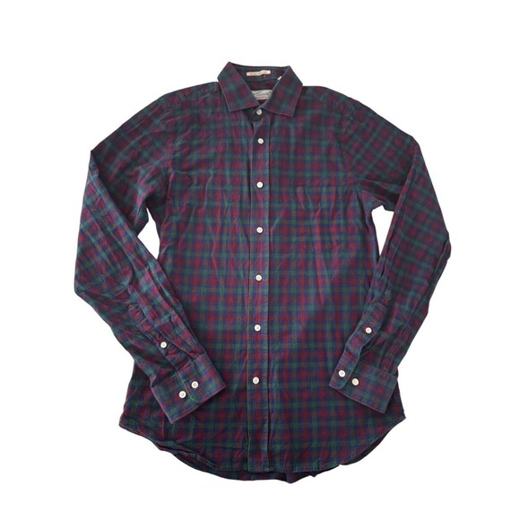 Gant Rugger Mens Small Button up Shirt Purple Winter Plaid Flannel Madras Long - Picture 1 of 6